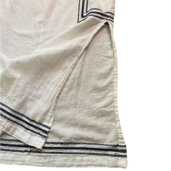 Rachel Zoe White and Navy Embroidered Cotton Kaftan Swim Cover-Up - Picture 7 of 10